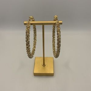 Gold Rhinestone Hoops, Statement Earrings